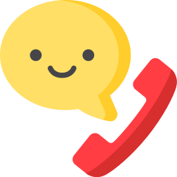 A red phone with a yellow speech bubble.